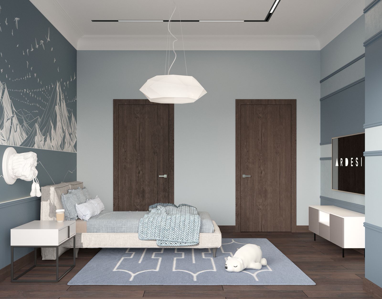 Интерьер двухэтажного загородного дома