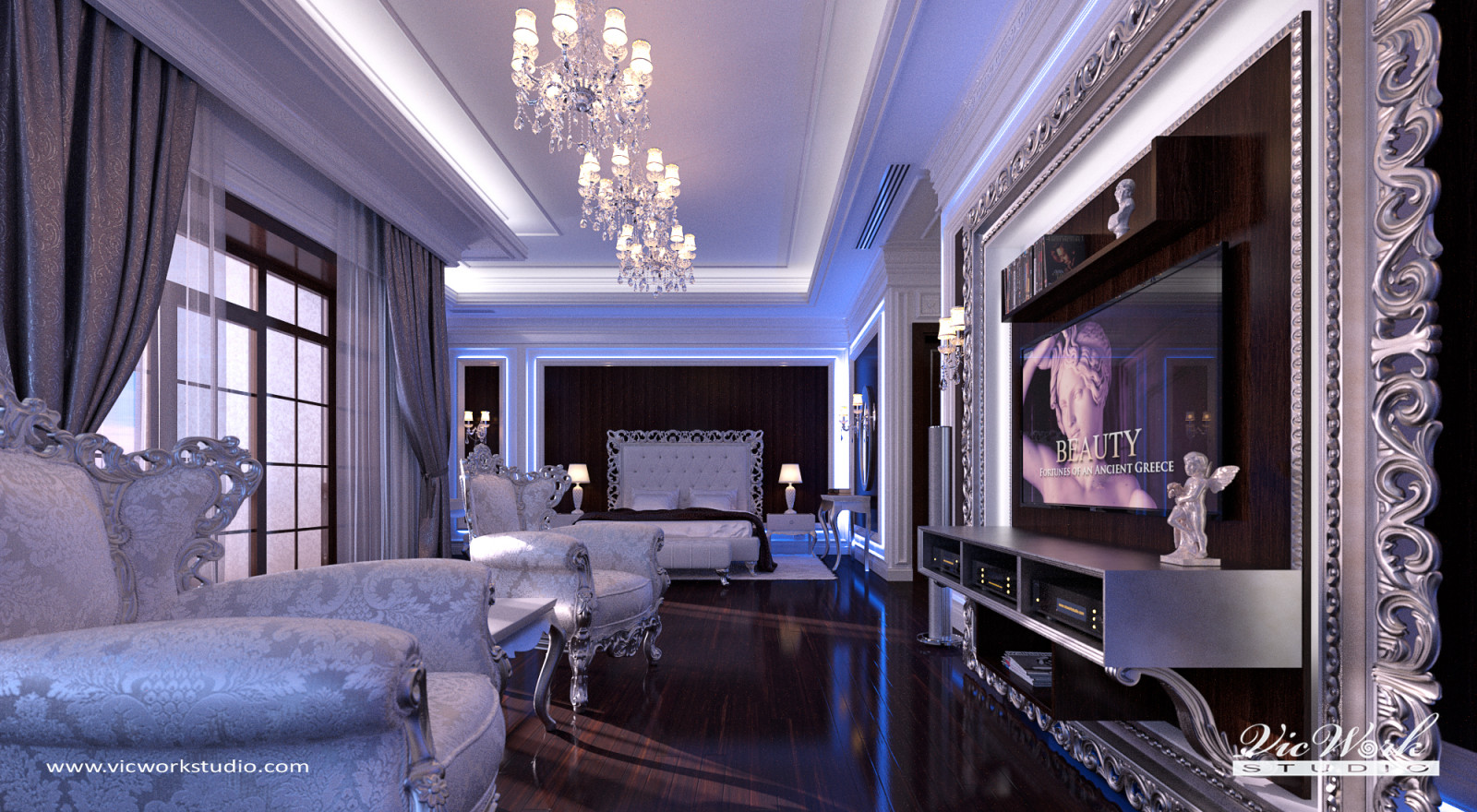 Обложка проекта: Luxury neoclassical bedroom interior. Bedroom in the H Residence