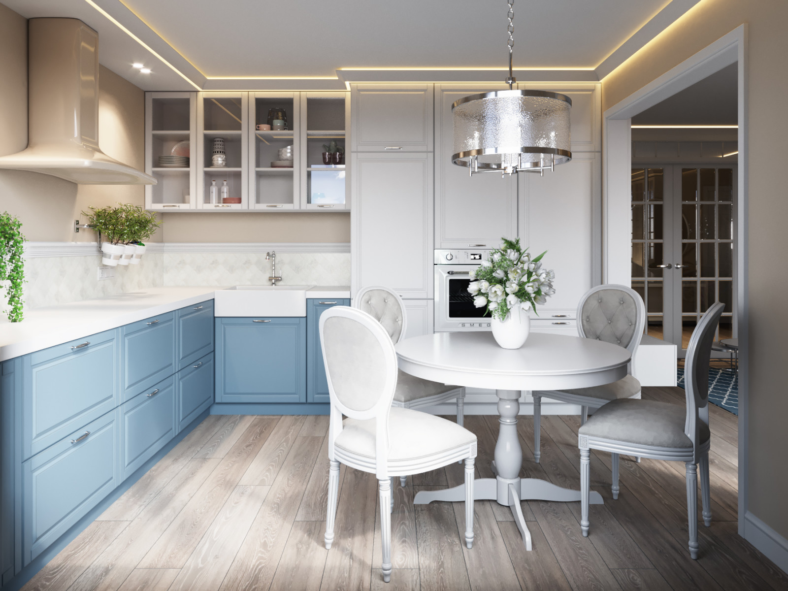 Квартира в голубых тонах в Новой Боровой