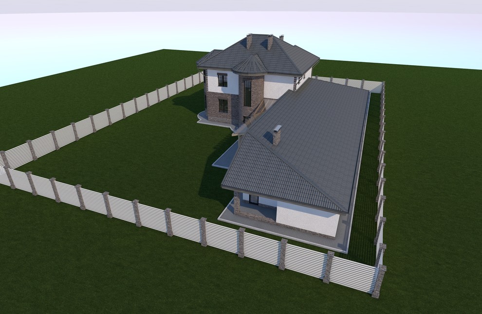 каменный дом с большим бассейном