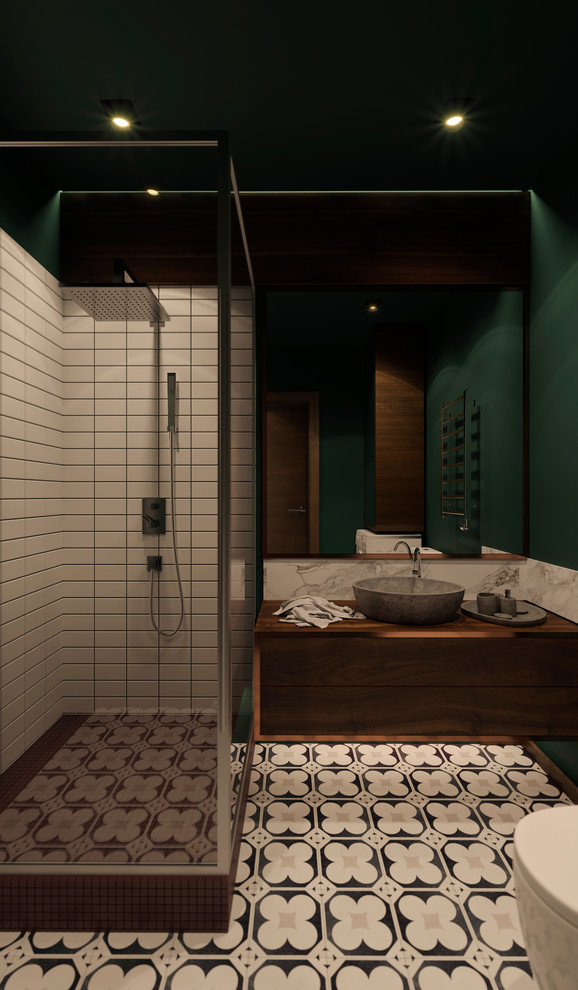 Санузел в темно-зеленом цвете