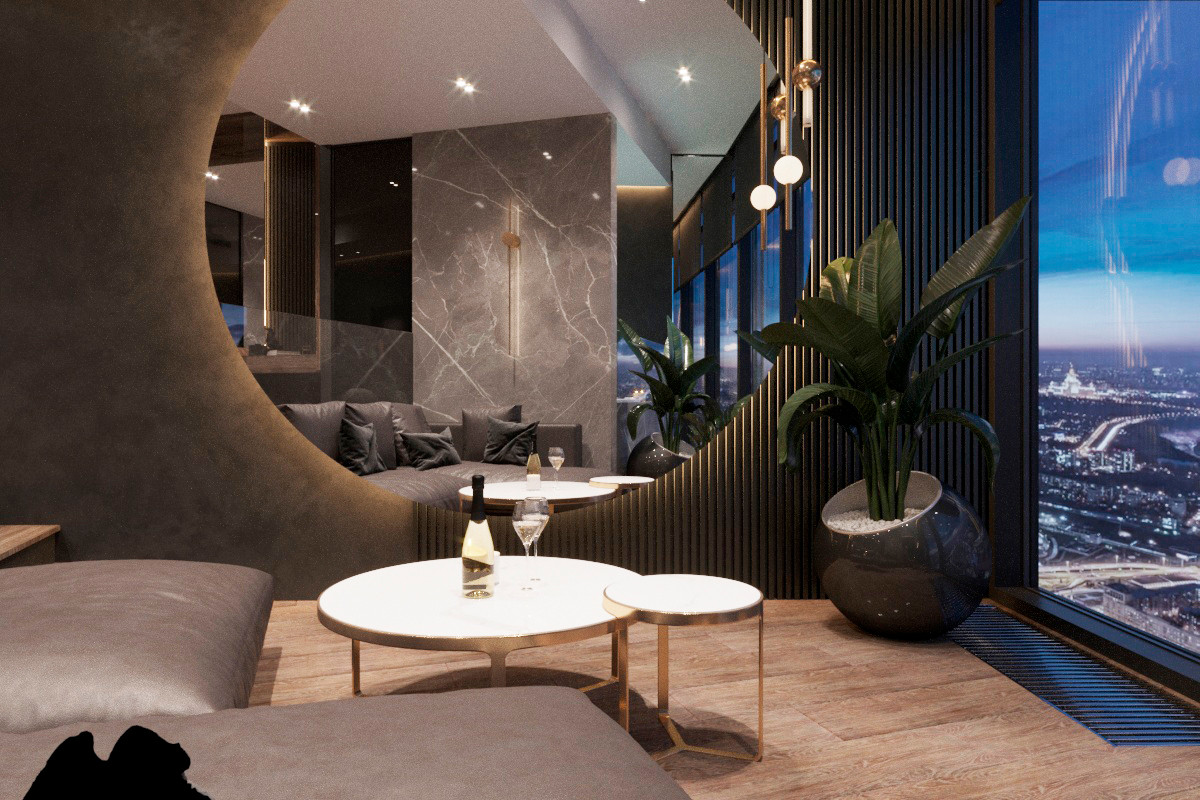 Moscow city. Federation Tower. Sexy room.