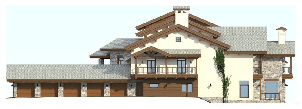 Частное шале с витражом в мансарде