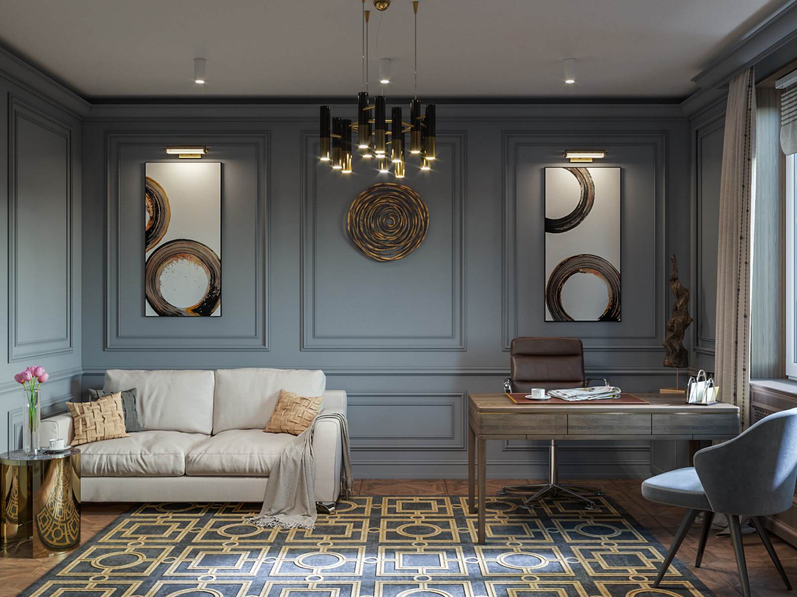 Дизайн коттеджа в неоклассическом стиле 260 кв.м. (2018 год)