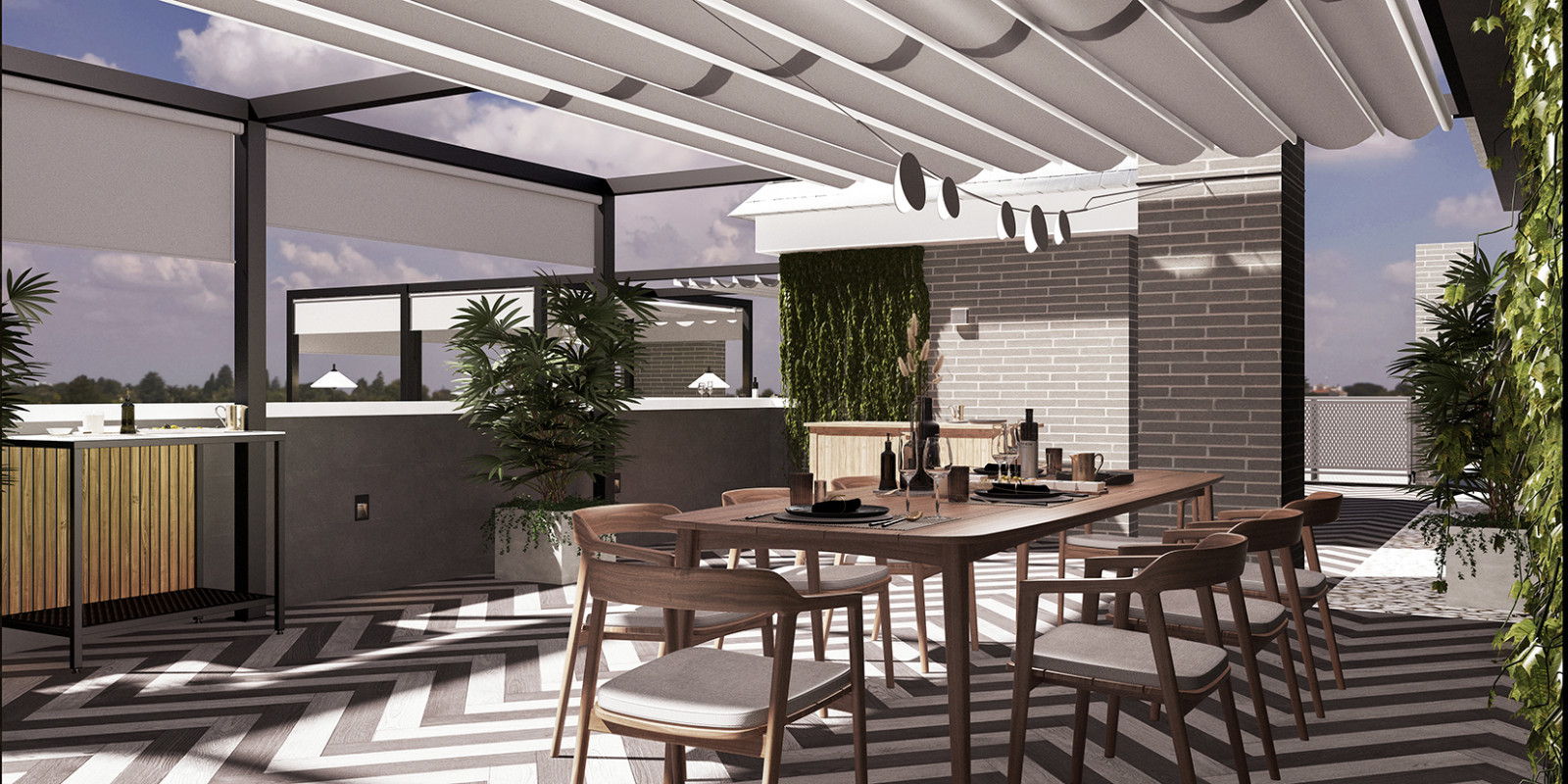 Обложка проекта: Открытая терраса на крыше дома у моря в Барселоне