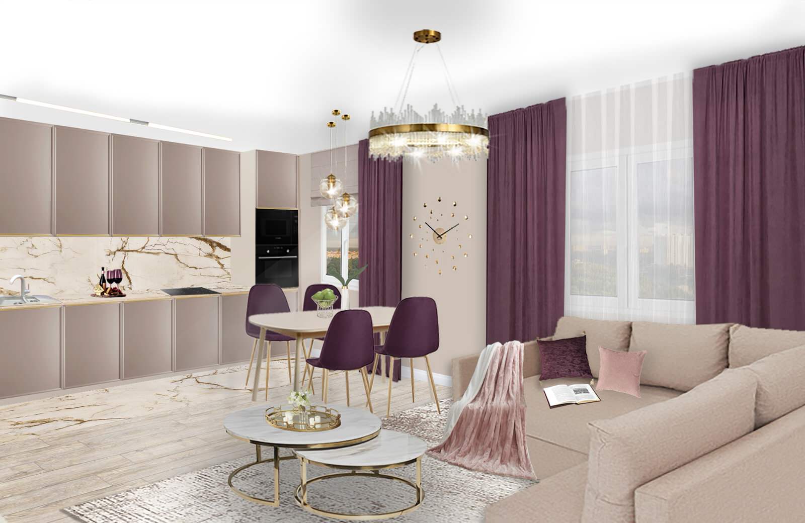 Обложка проекта: Проект №6 Кухня-гостиная