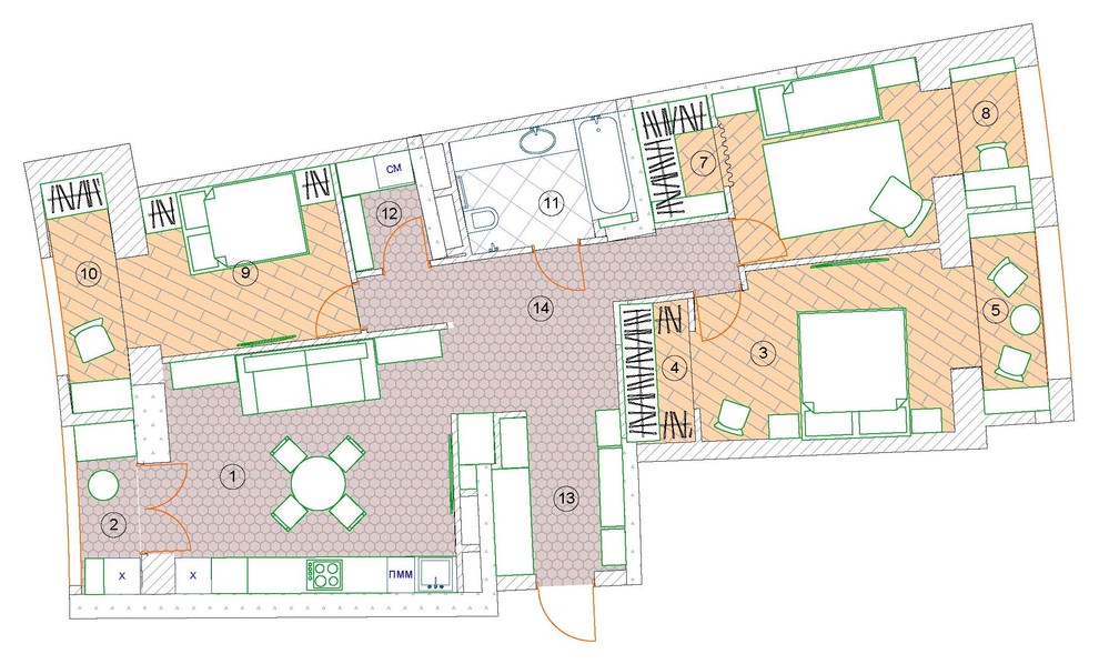 Houzz тур: Квартира с четырьмя лоджиями и тремя хозяйками