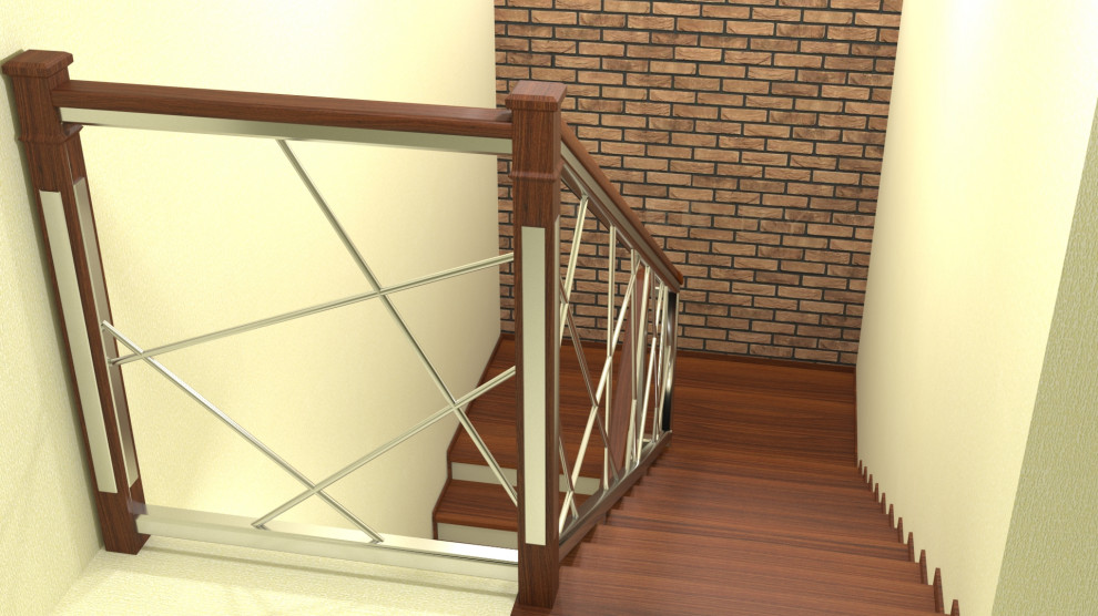 Лестница с металлическим ограждением