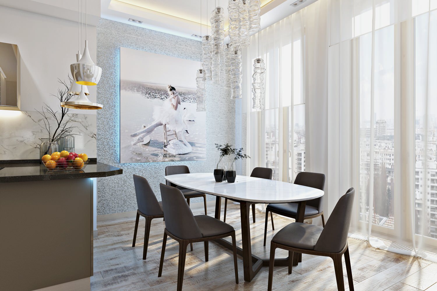 Просторная открытая планировка