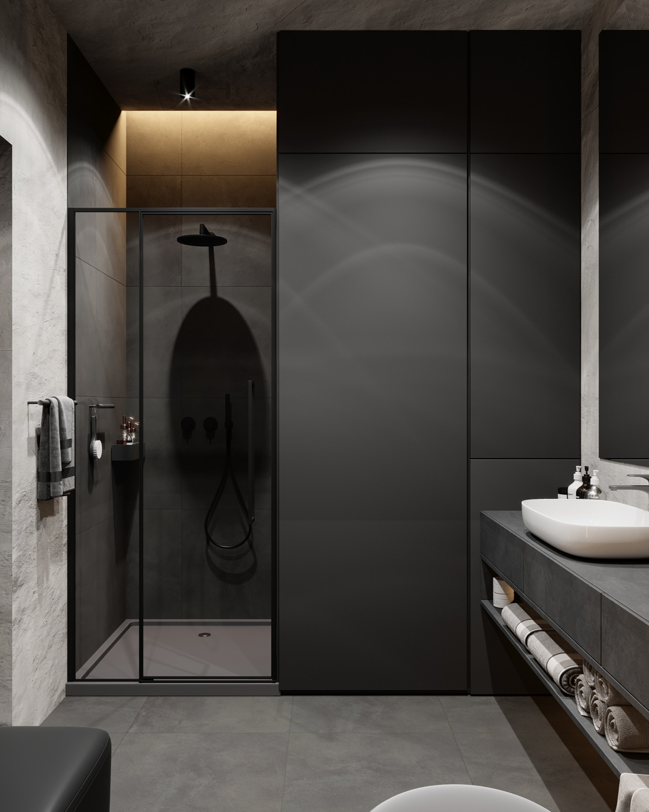 Брутальная квартира с элементами минимализма 65