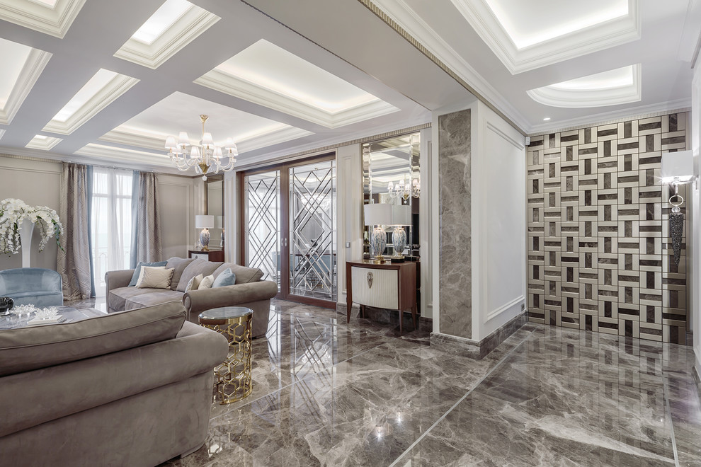 Spacious interior on Cote d'Azur. / Просторный интерьер на Лазурном берегу