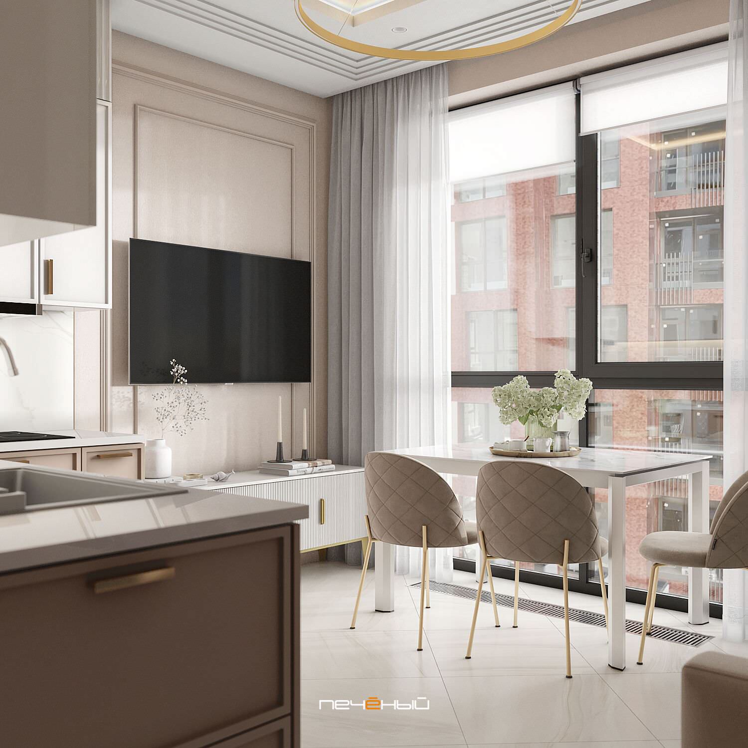 2024 Дизайн 3-х комн. квартиры в стиле неоклассика, 71 м², ЖК RDD