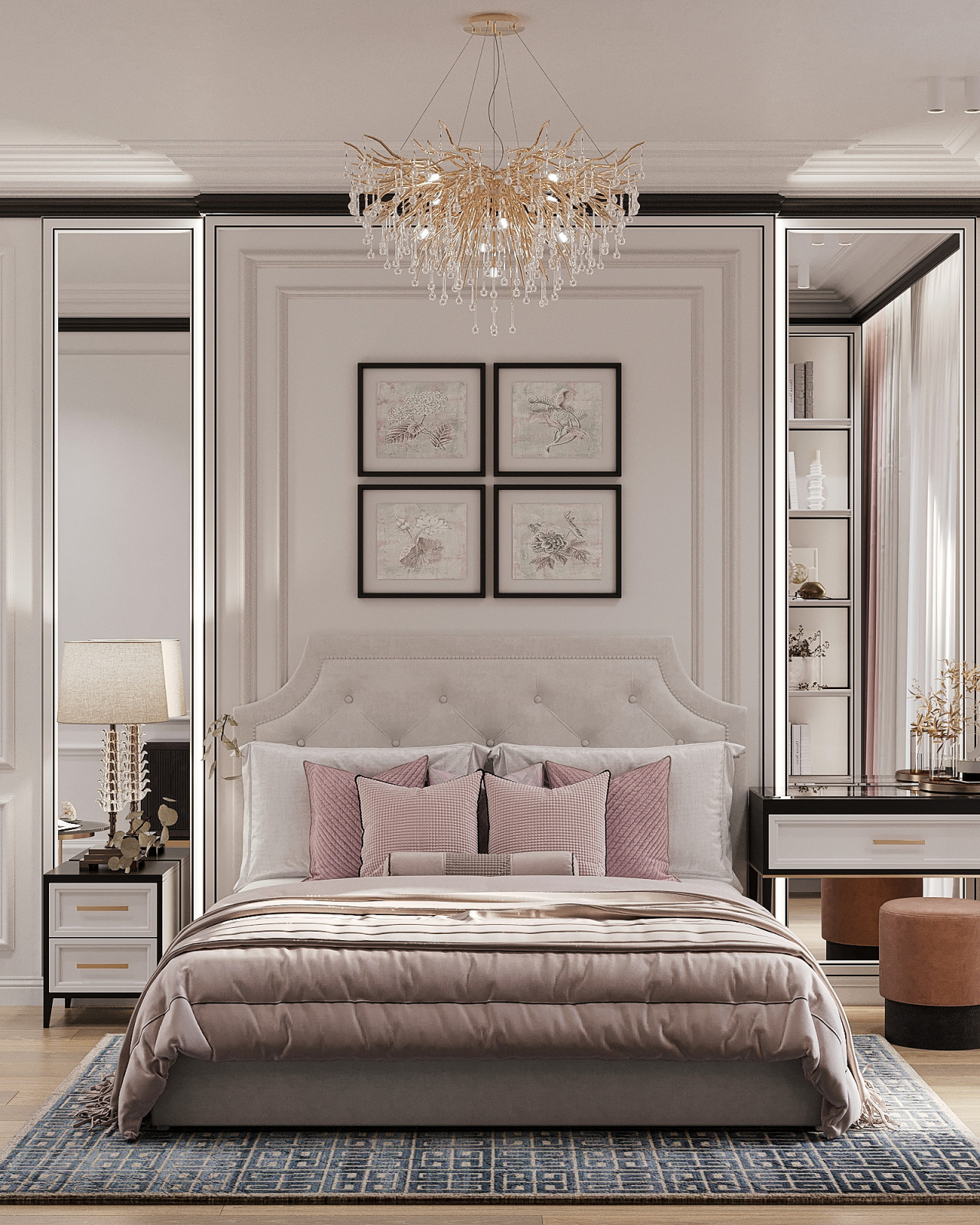 Стильный интерьер с элементами ар-деко в ЖК Петровский квартал на воде - 99 м2