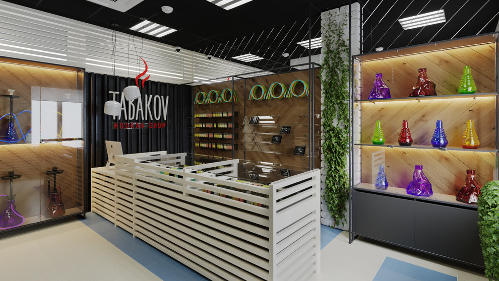 Интерьер магазина "Tabakov hookah shop" в стиле индустриальный лофт