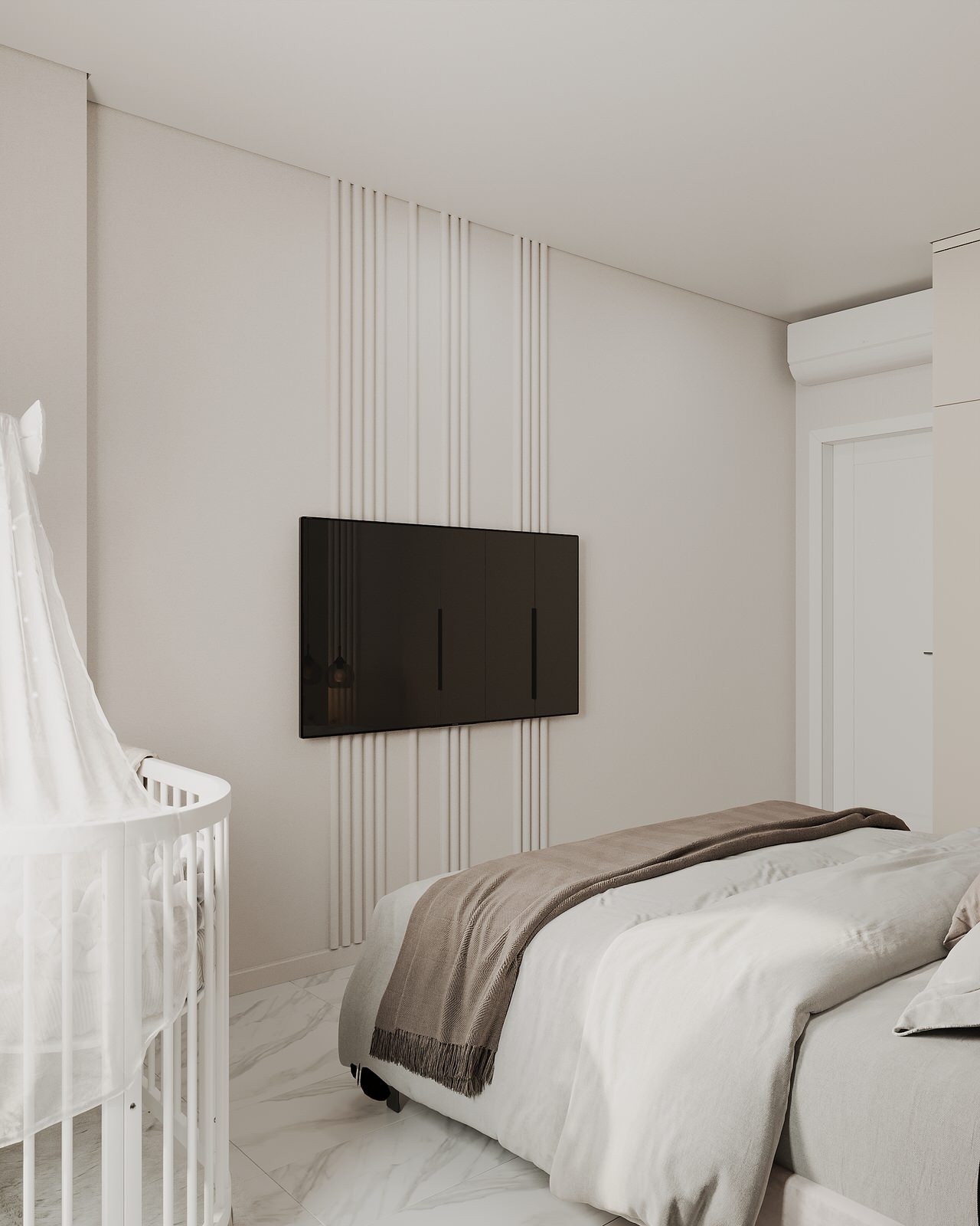 Спальня в квартире 61 кв м для динамичной семьи