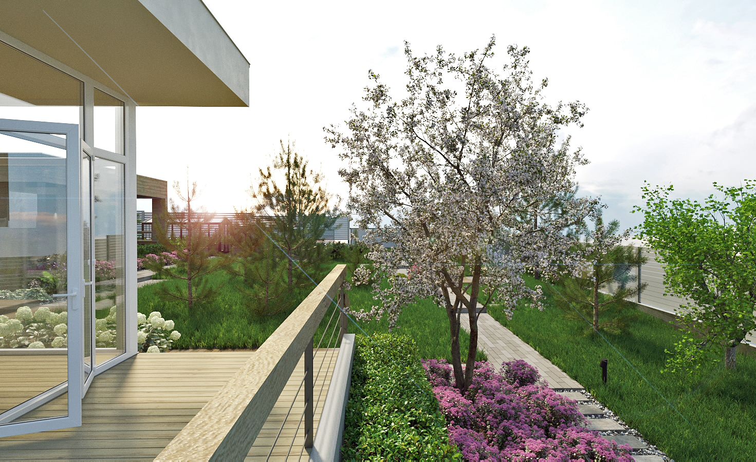 Ландшафтная архитектура участка частного жилого дома в п. Емельяновская горка