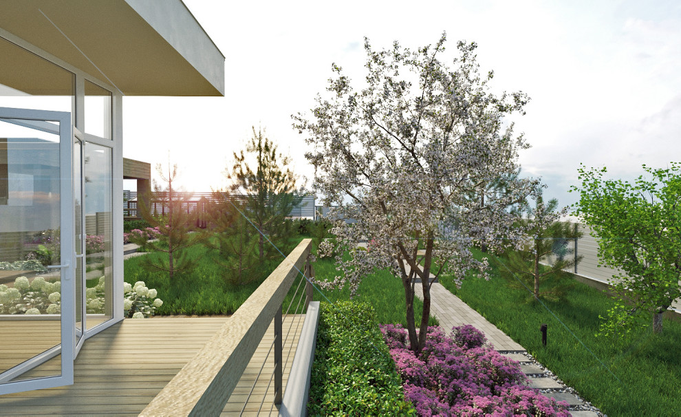 Ландшафтная архитектура участка частного жилого дома в п. Емельяновская горка