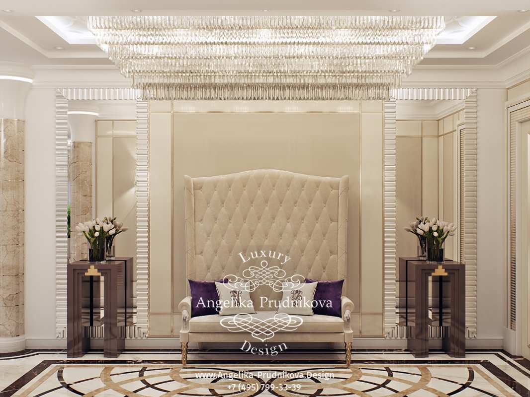 Дизайн-проект интерьера холла в в стиле ар-деко ЖК "Алые паруса"