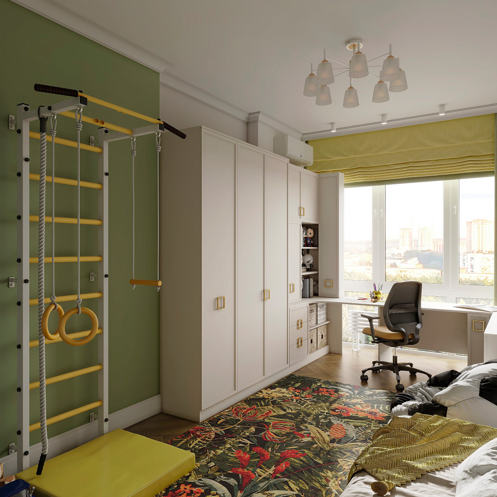 Утонченный проект с использованием разных стилей для семьи с двумя детьми