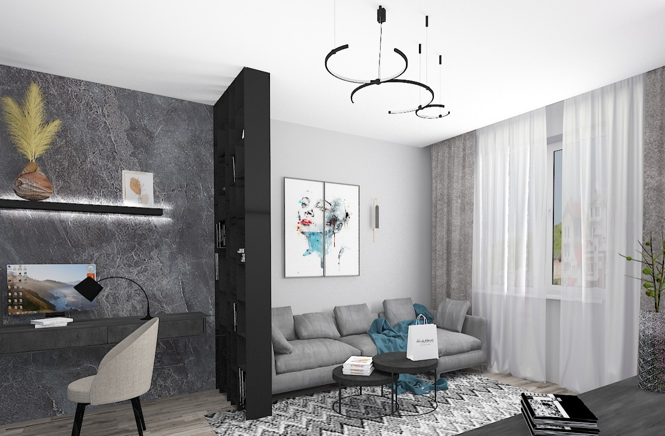 Однокомнатная квартира в серых тонах