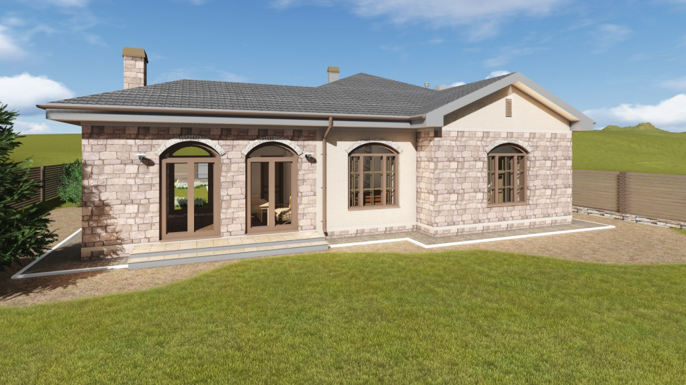 Одноэтажный кирпичный дом