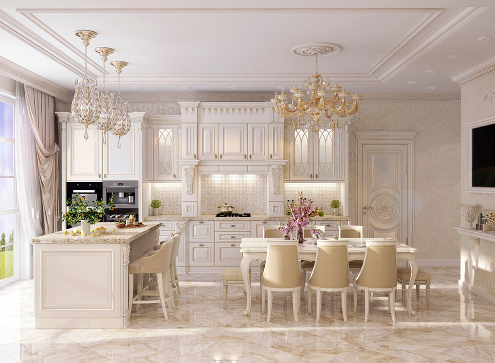 Гостиная с кухней в стиле классицизм