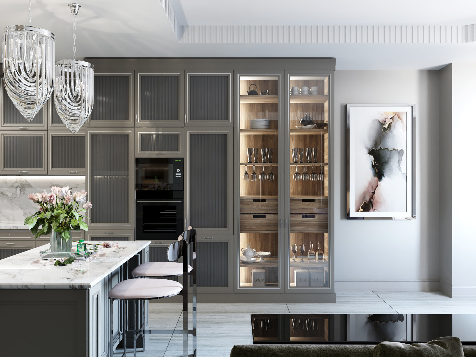 Обложка проекта: кухня-гостиная в частном доме в г. Чебоксары