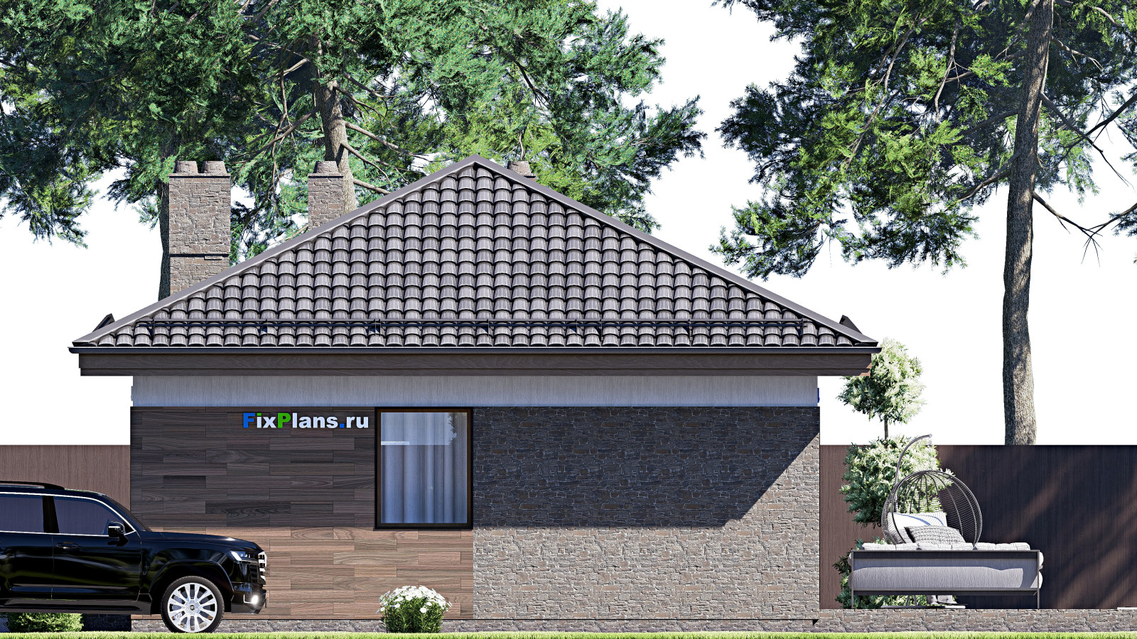 Проект одноэтажного дома 8х14м S83м2 F-16442