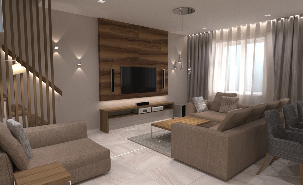 Интерьер коттеджа в современном стиле. 120 кв.м.