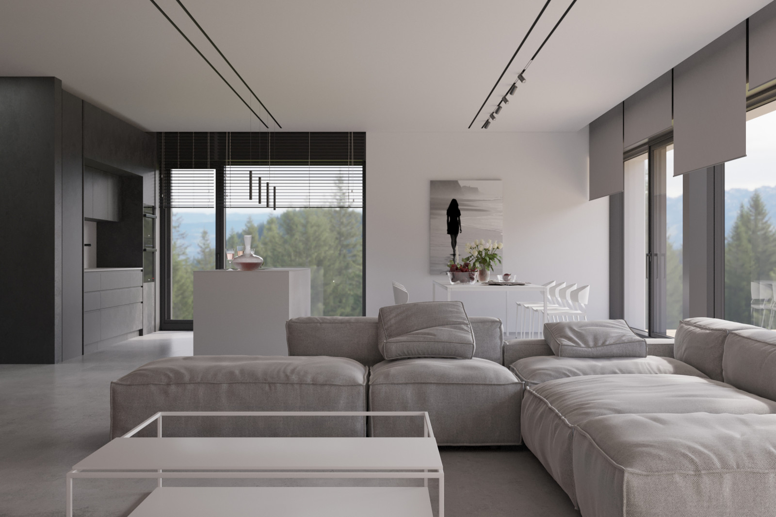 Визуализация проекта коттеджа студии 13/72 . Гостиная