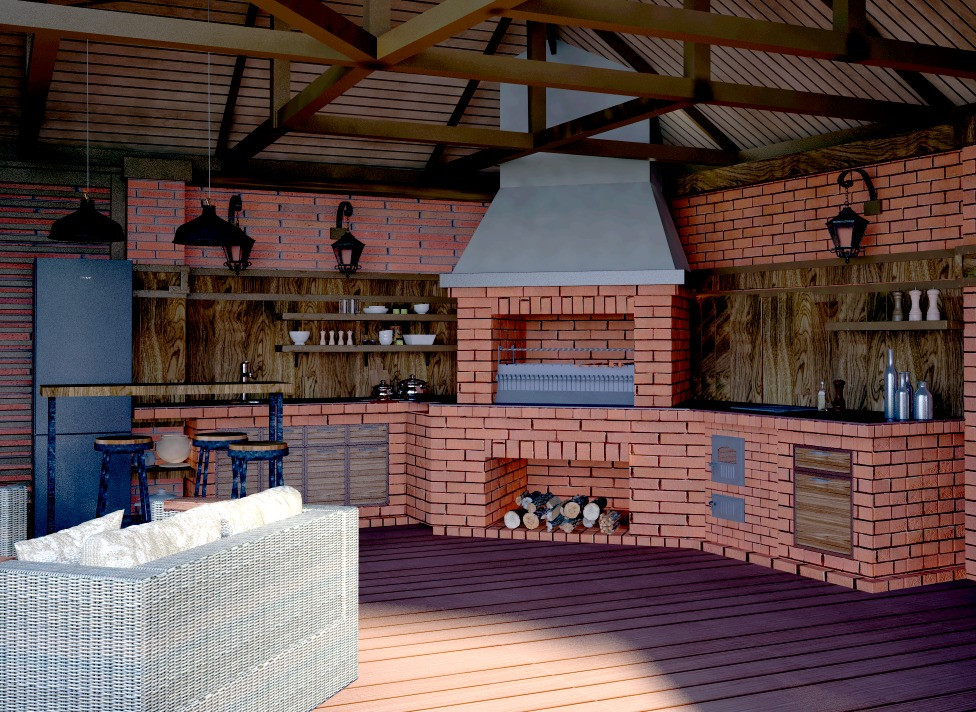 Мангальная зона с дровником и санузлом