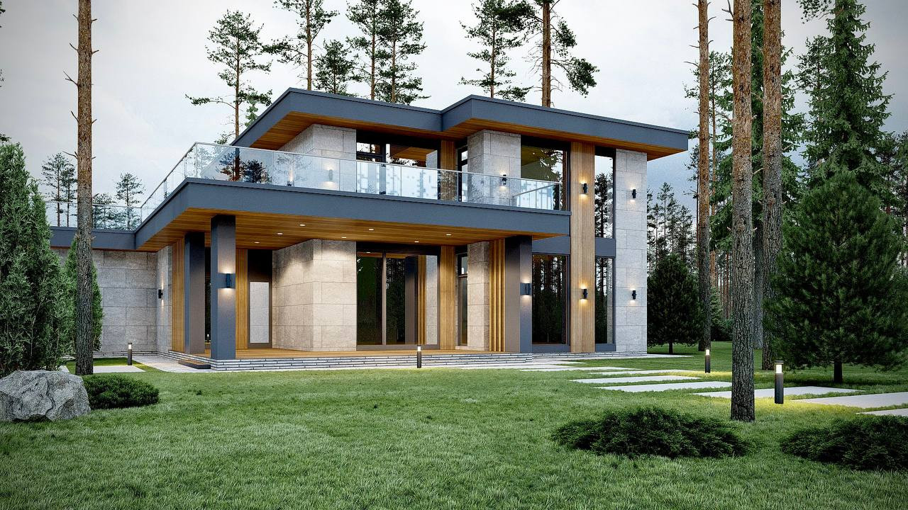 Проект двухэтажного дома в современном стиле 275 кв.м