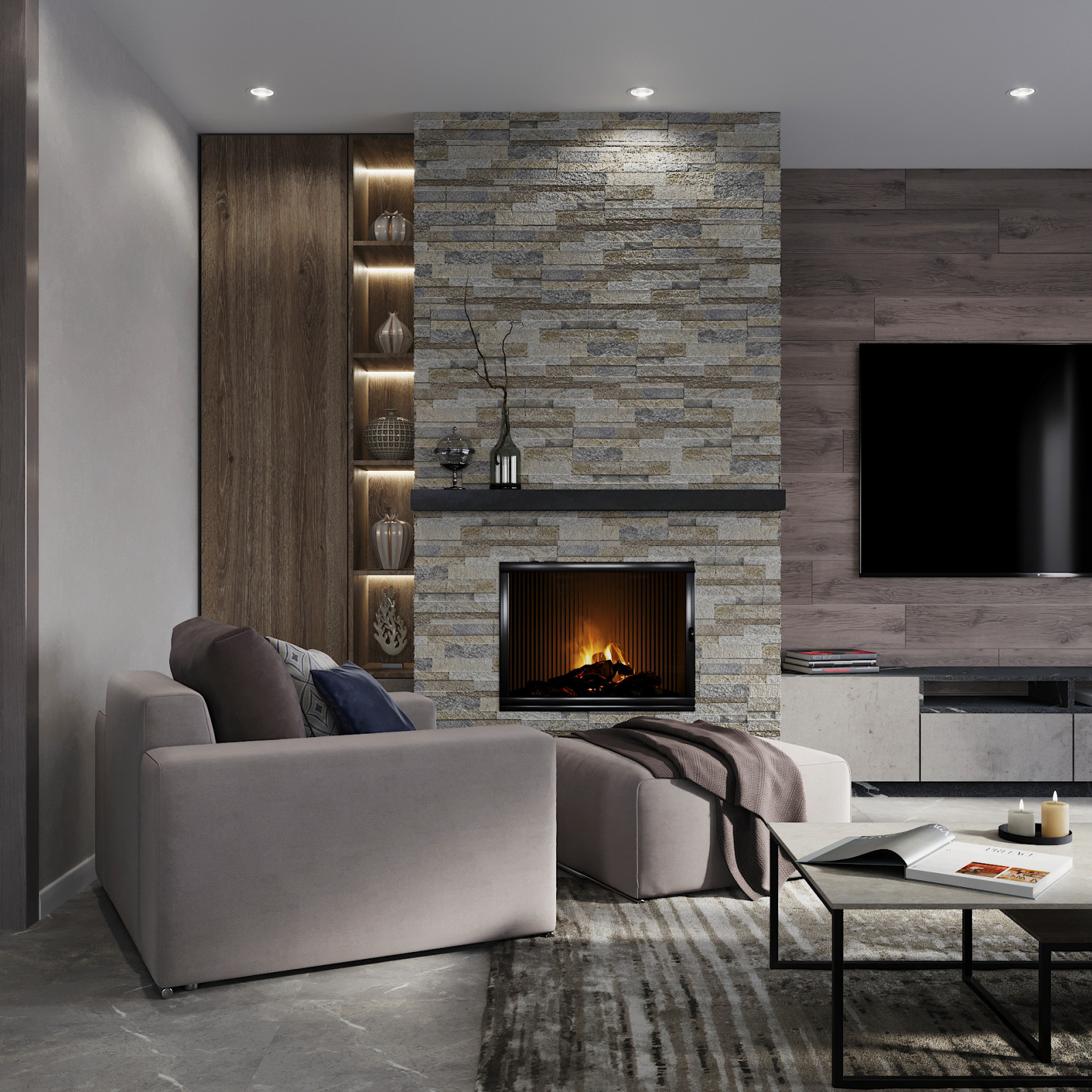 Кухня-гостиная в загородном доме в п. Волочаевка