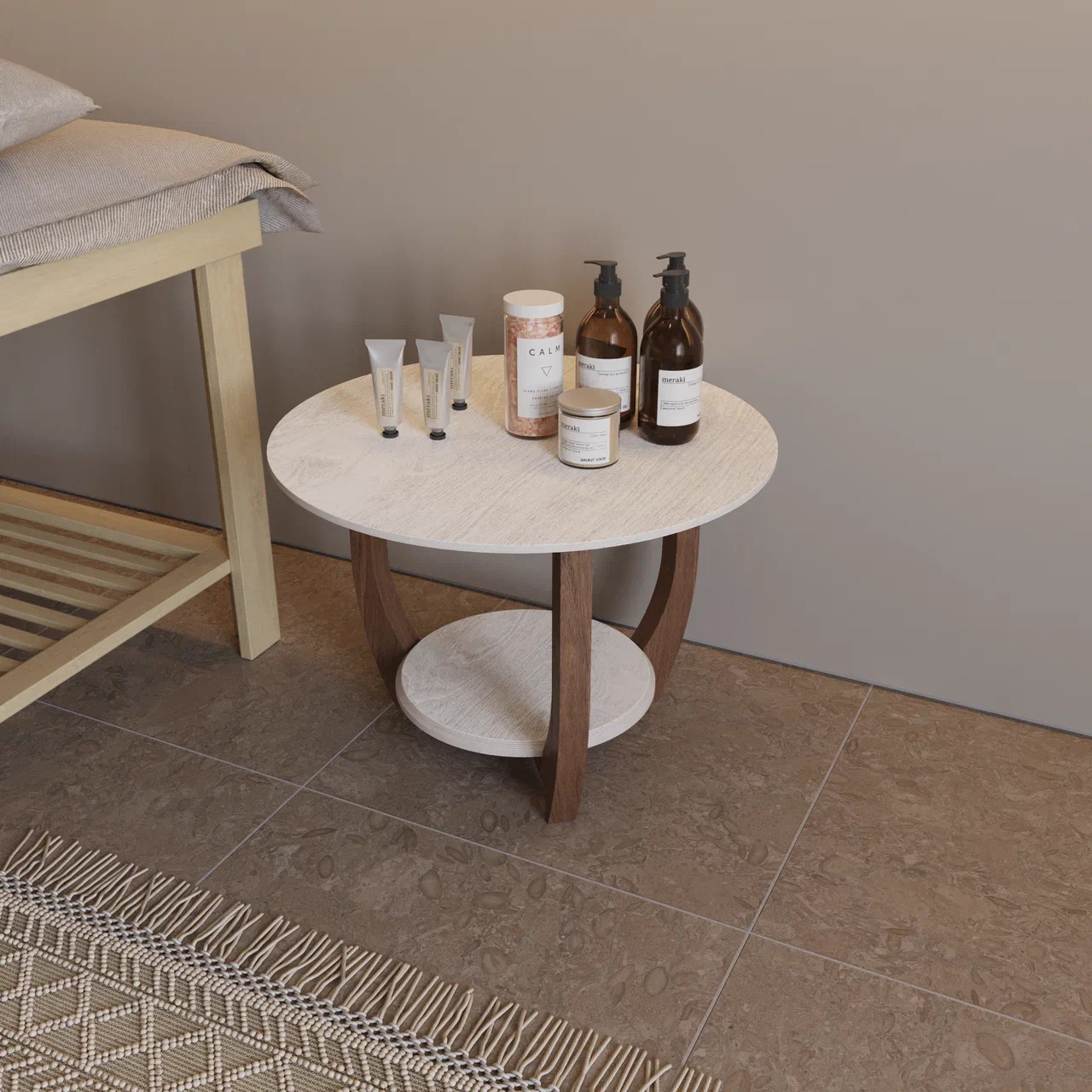 Журнальный столик ДОМОВОЙ белого цвета в массажной студии