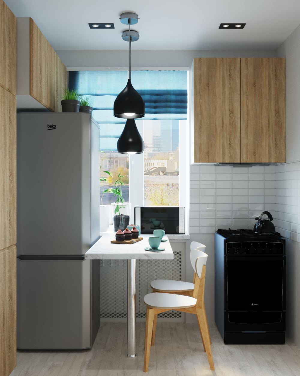 Обложка проекта: Кухня 4,5 м2 с двумя дверными проемами