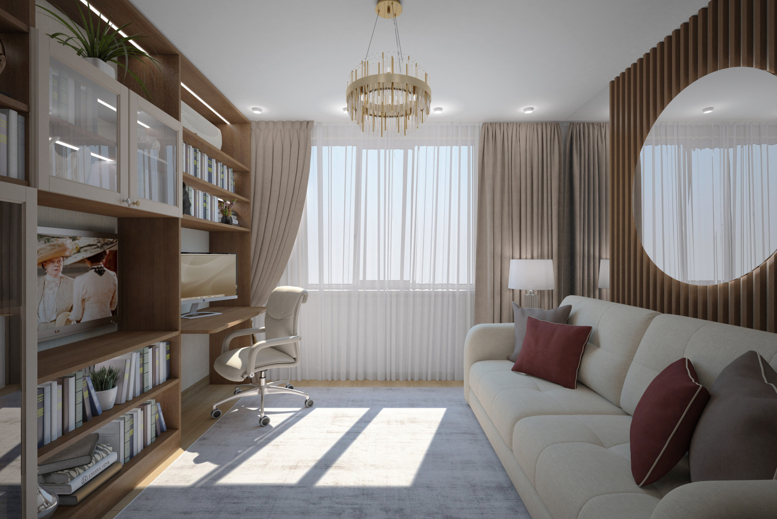 Кабинет. Квартира в многоэтажном доме 160м2. 1 Вариант.