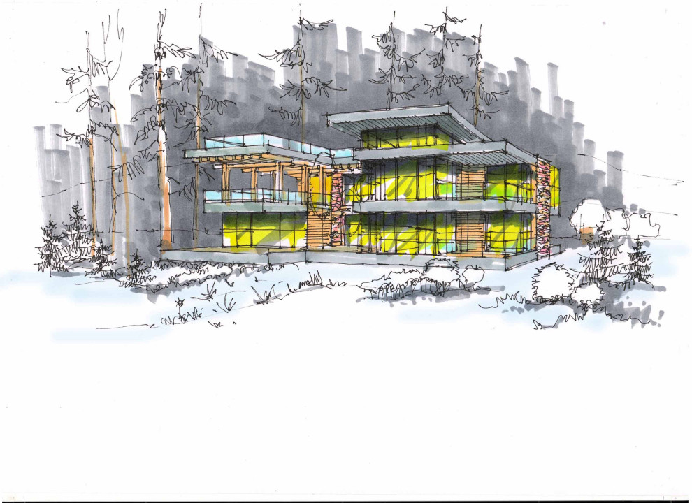 Фор-эскиз современного дома на берегу Лемболовского озера