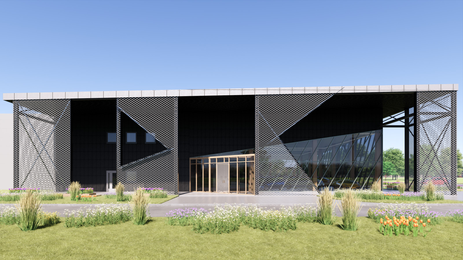 Дизайн интерьера шоу-рума и концепция фасадов для дилерского центра автомобилей