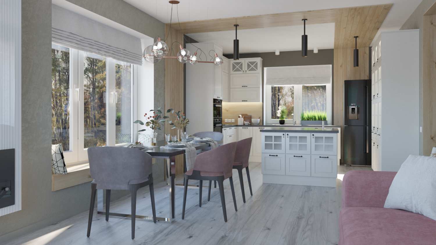 Обложка проекта: Кухня-гостиная и санузел КП Решетникова 2