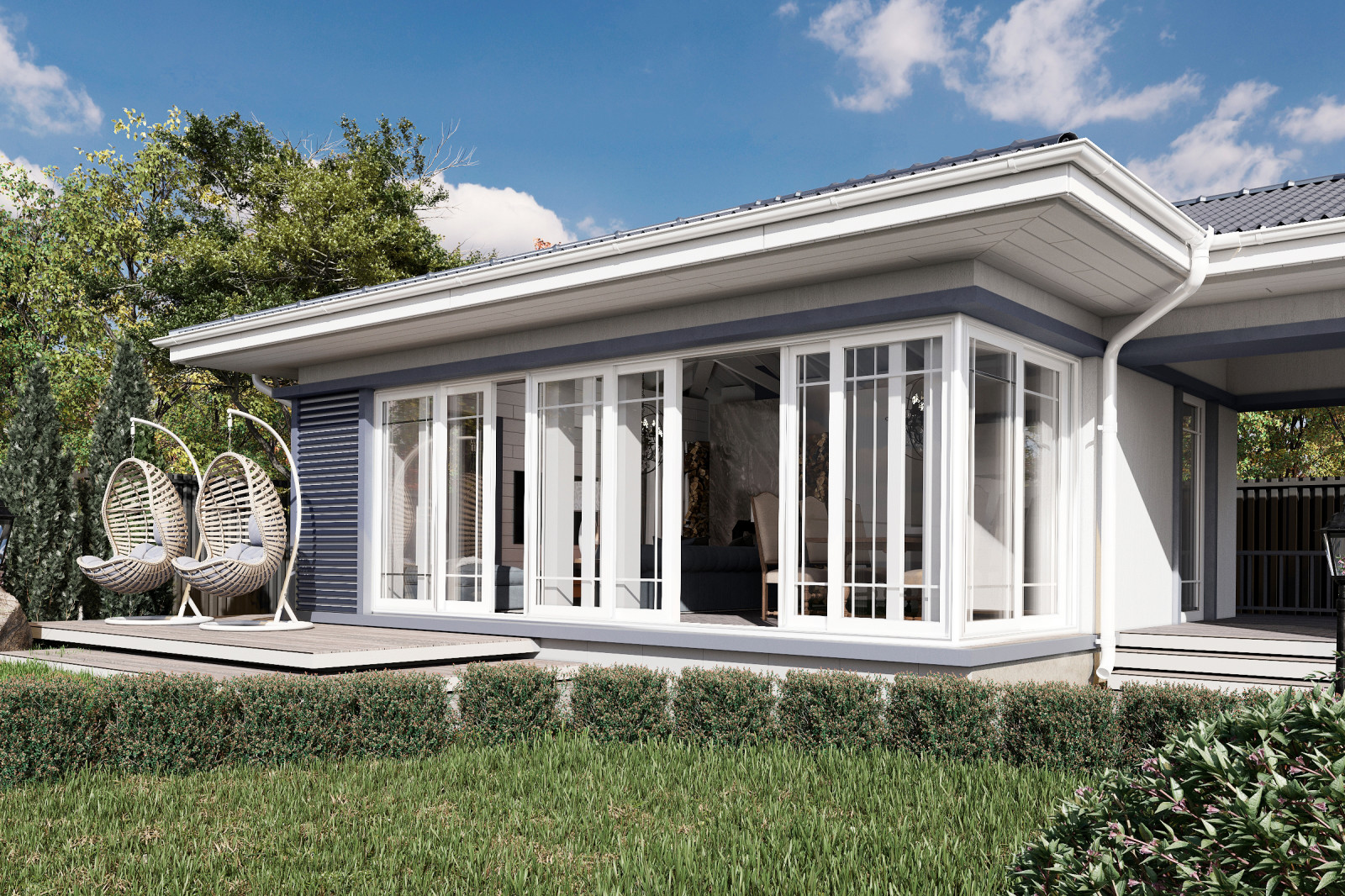 Беседка в светлых тонах.