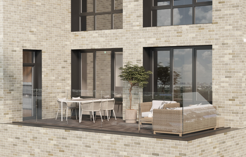 Интерьер видовой квартиры с террасой