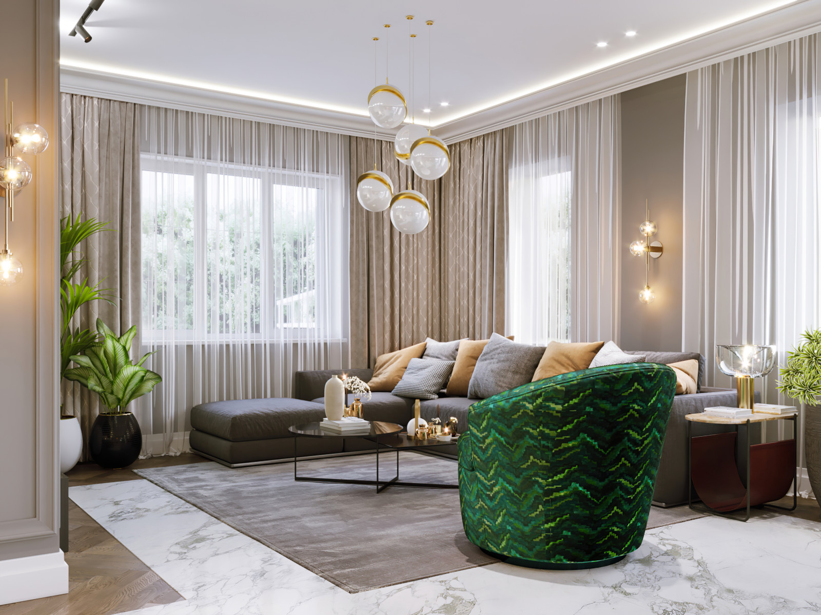 Интерьер загородного дома 280 кв.м КП Вешки