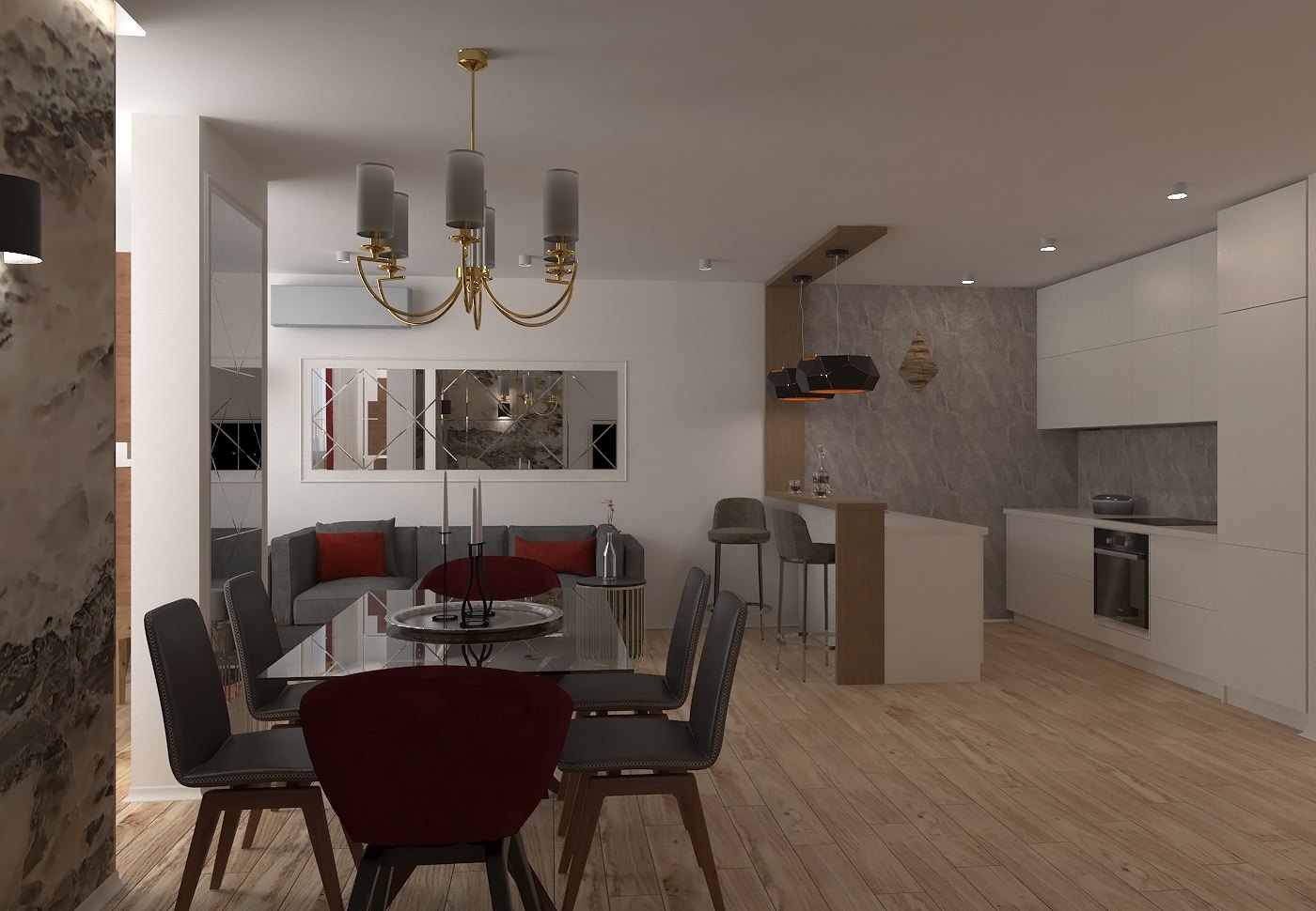 Квартира 40 м2 с элементами классики