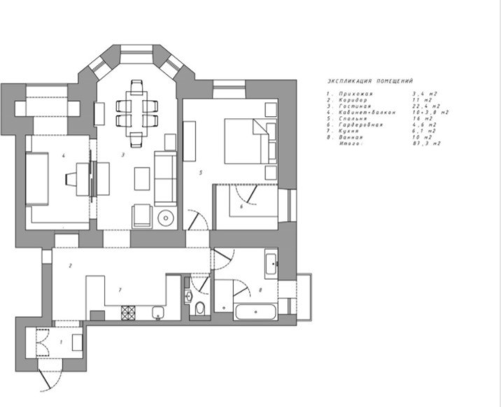 Houzz тур: Бывшая коммуналка с ванной на месте кухни
