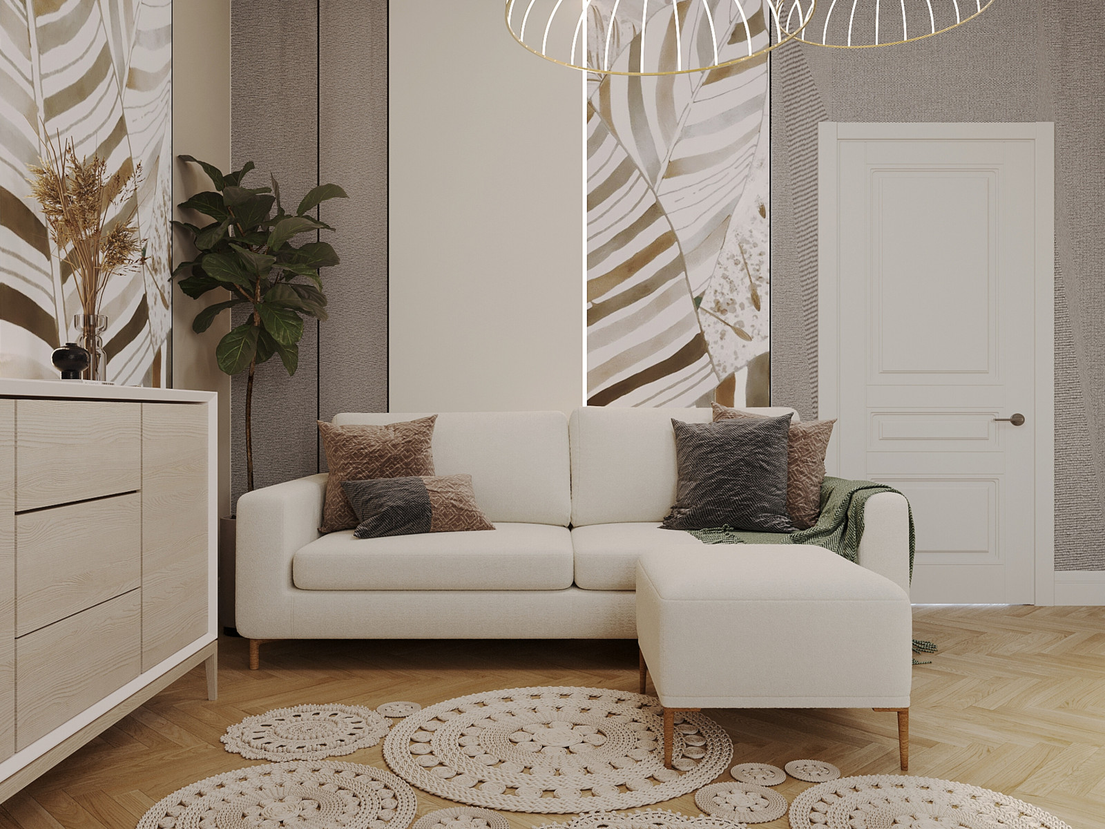 Обложка проекта: Гостинная с листьями