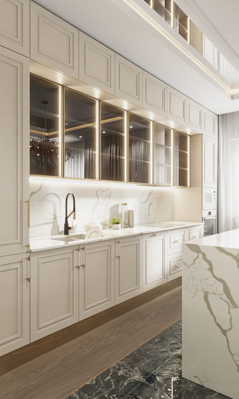 Кухня и отдельная столовая в коттедже