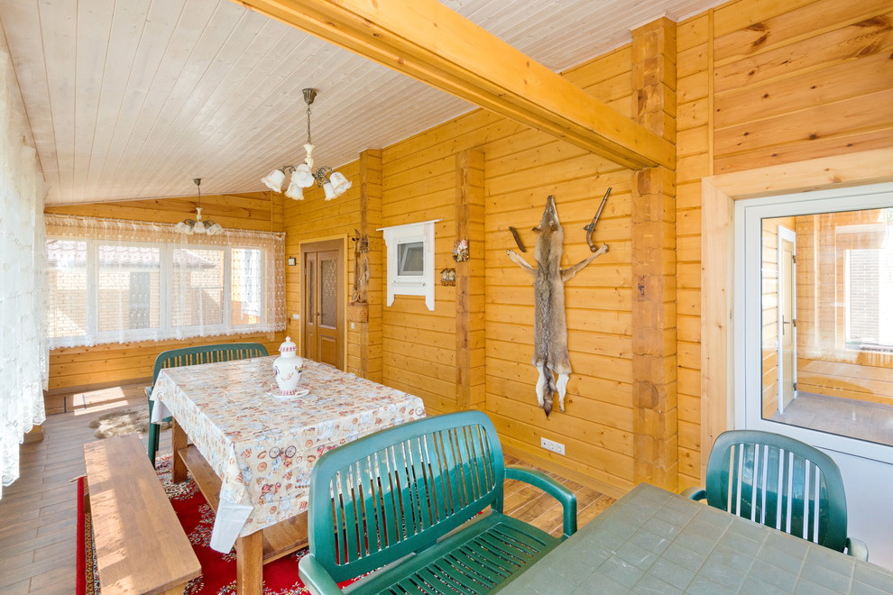 Терраса дом-баня из клееного бруса