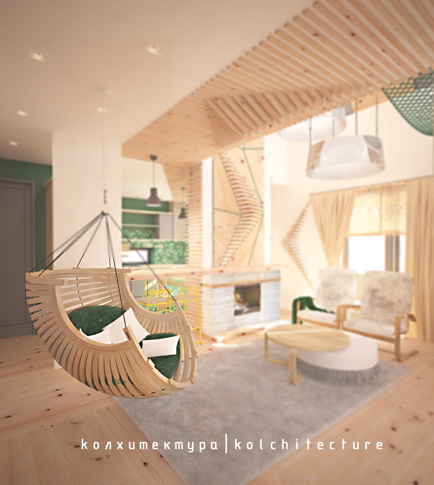 Гостиная.Проект интерьера двухэтажного дома. "Принцип бумеранга"