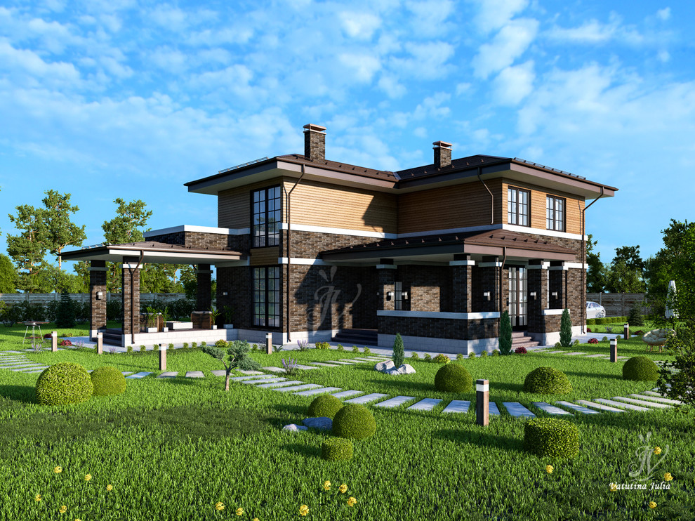 Обложка проекта: Визуализация дома в стиле Райта