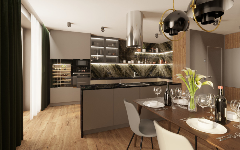 Кухня гостинная с балконом